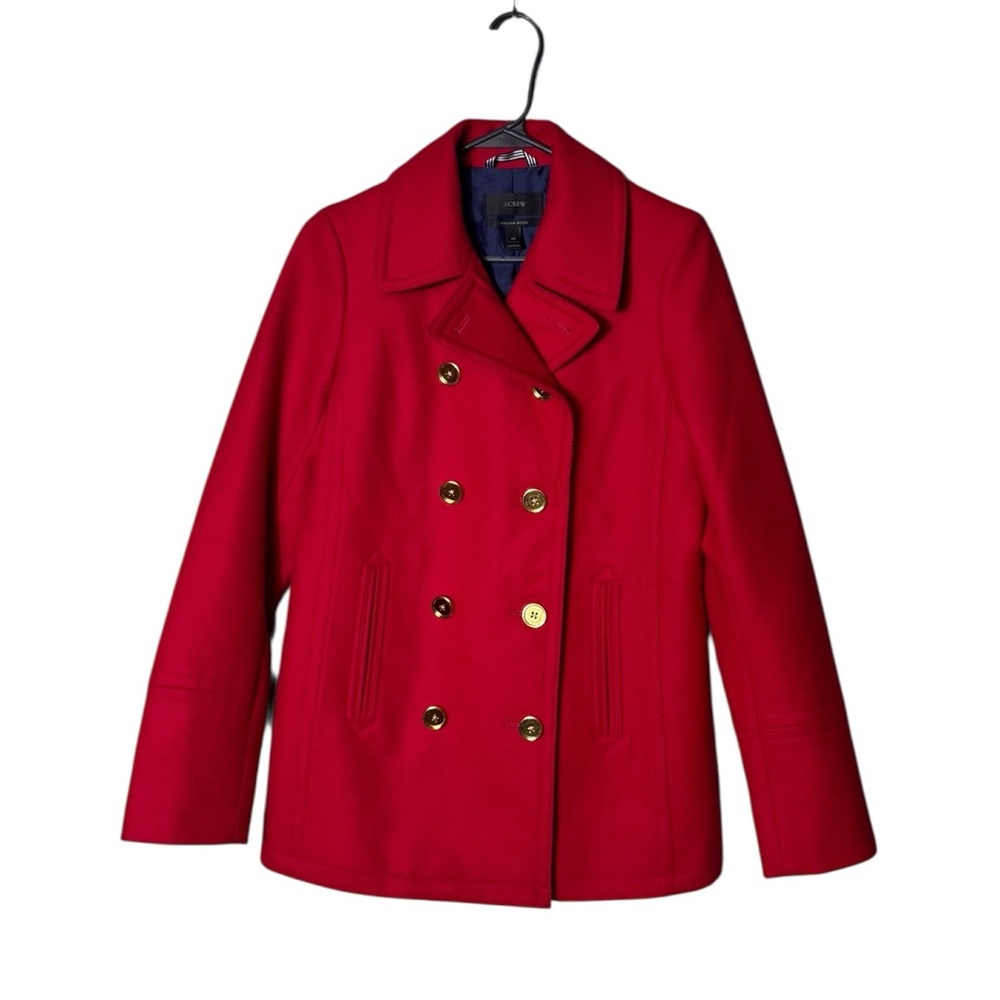 J. Crew Women Red Double-Breasted Pea Coat